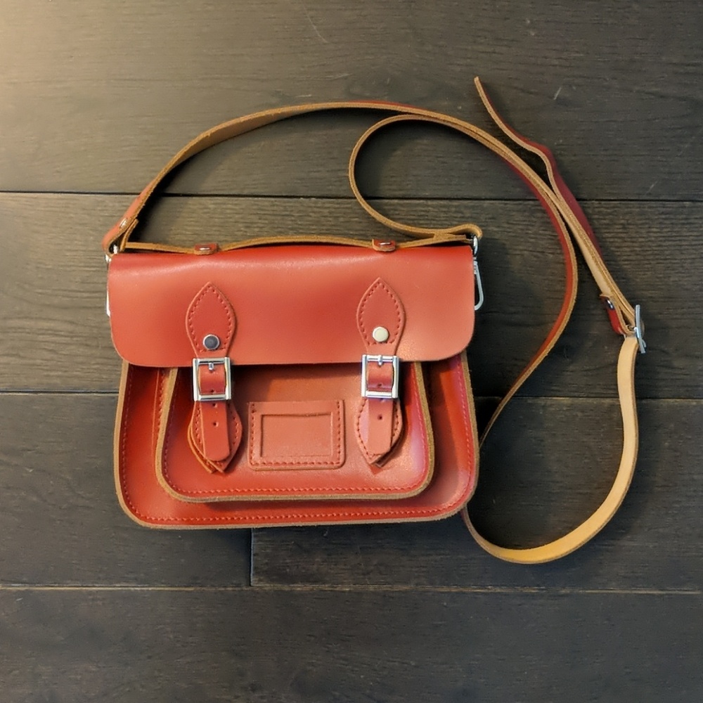 Red satchel bag